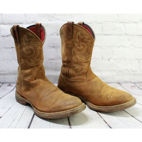 Rocky Brown Leather Pull On Mid Calf Western Cowboy Boots Size 12 M - Picture 3 of 10